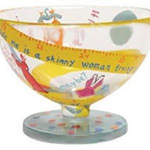 LOLITA KIND OF ON A DIET SUNDAE BOWL NEW 12 OZ GLASS HAND PAINTED IN BOX!